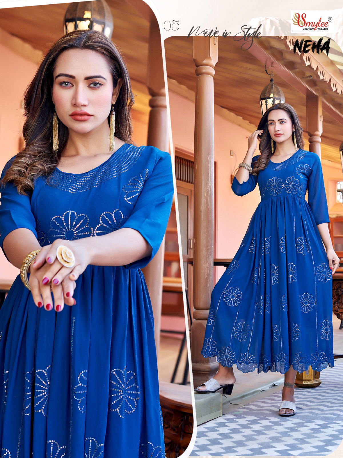 Tung Neha Fancy Designer Wholesale Georgette Embroidery Kurtis